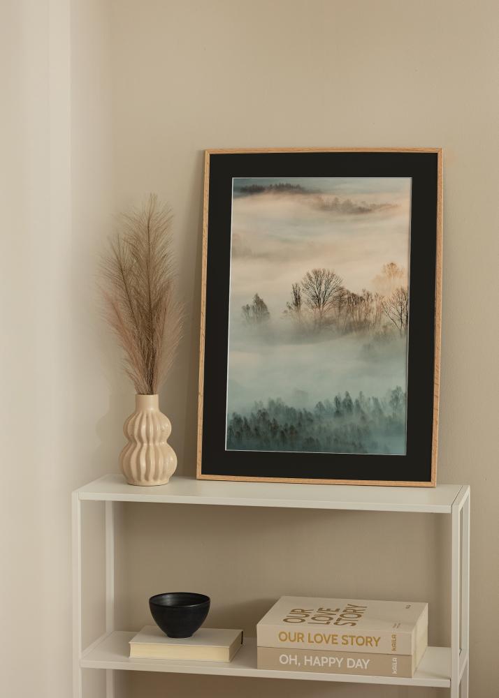 Ram med passepartou Frame Narrow Oak 20x30 cm - Picture Mount Black 15x21 cm (A5)