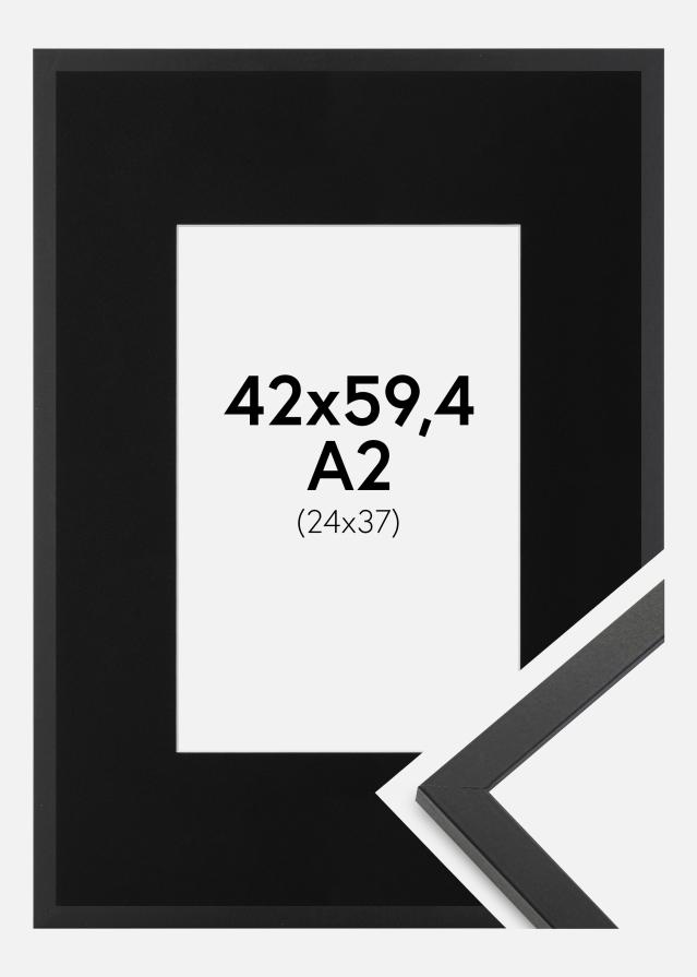 Ram med passepartou Frame Trendy Black 42x59.4 cm (A2) - Picture Mount Black 25x38 cm