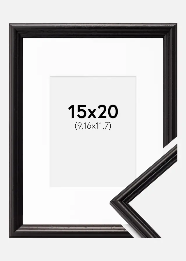 Ram med passepartou Frame Horndal Black 15x20 cm - Picture Mount White 4x5 inches