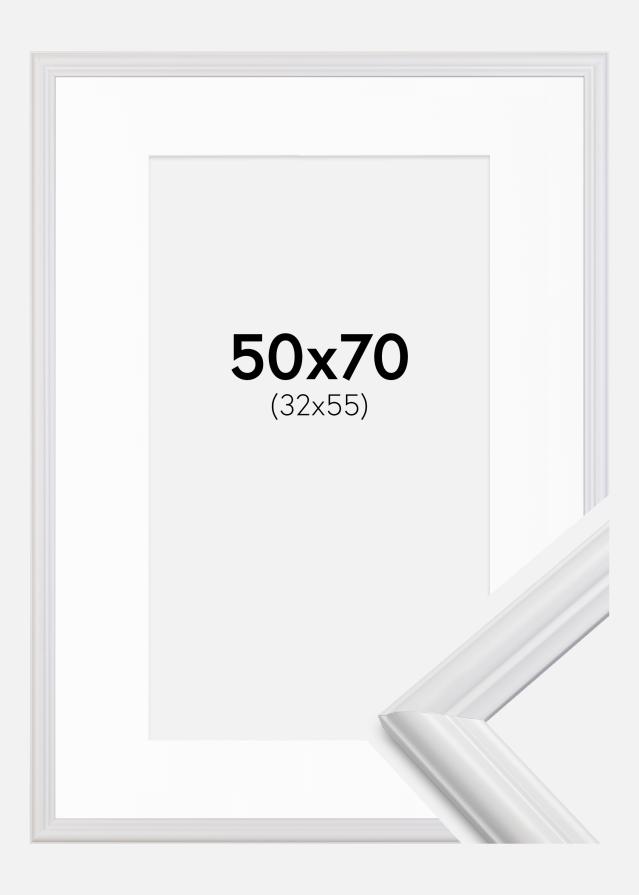 Ram med passepartou Frame Siljan White 50x70 cm - Picture Mount White 33x56 cm