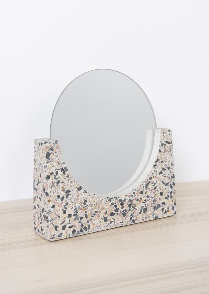 Hübsch Table mirror Terrazzo White 17 cm Ø