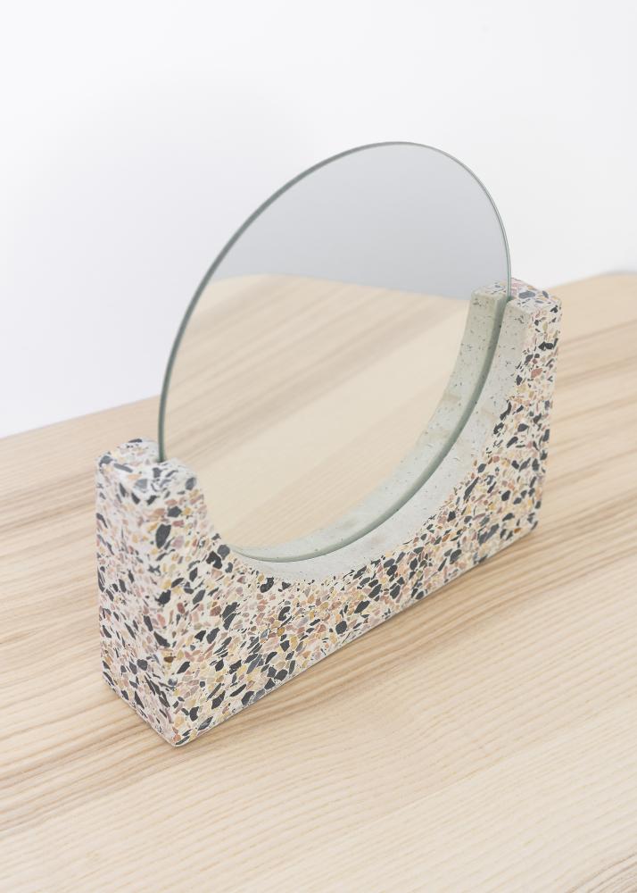 Hübsch Table mirror Terrazzo White 17 cm Ø