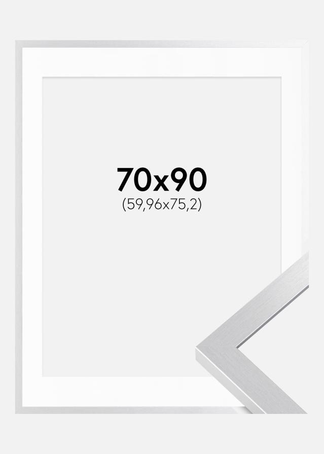 Ram med passepartou Frame Selection Silver 70x90 cm - Picture Mount White 24x30 inches
