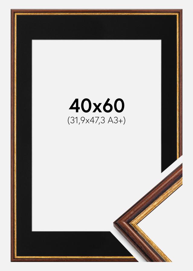 Ram med passepartou Frame Horndal Brown 40x60 cm - Picture Mount Black 32.9x48.3 cm (A3+)