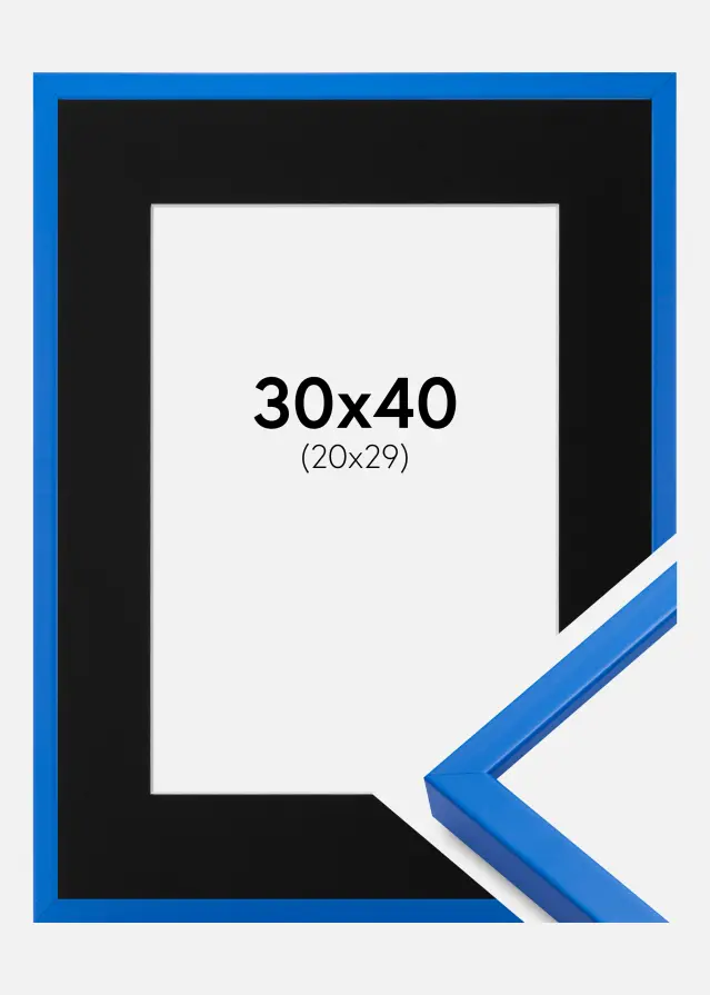 Ram med passepartou Frame E-Line Blue 30x40 cm - Picture Mount Black 21x30 cm