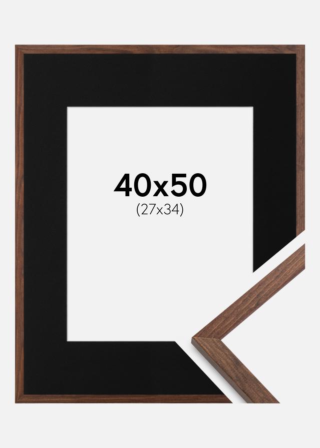 Ram med passepartou Frame Galant Walnut 40x50 cm - Picture Mount Black 28x35 cm