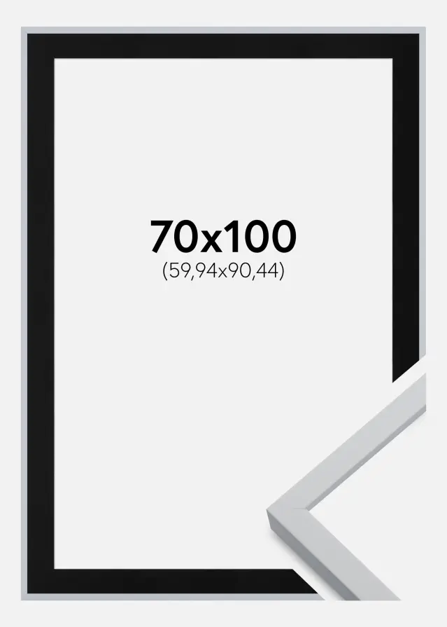 Ram med passepartou Frame Oslo White 70x100 cm - Picture Mount Black 24x36 inches