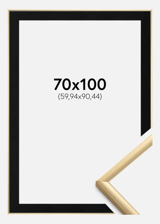 Ram med passepartou Frame New Lifestyle Gold 70x100 cm - Picture Mount Black 24x36 inches