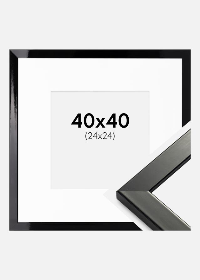 Ram med passepartou Frame Uppsala Black High gloss 40x40 cm - Picture Mount White 25x25 cm