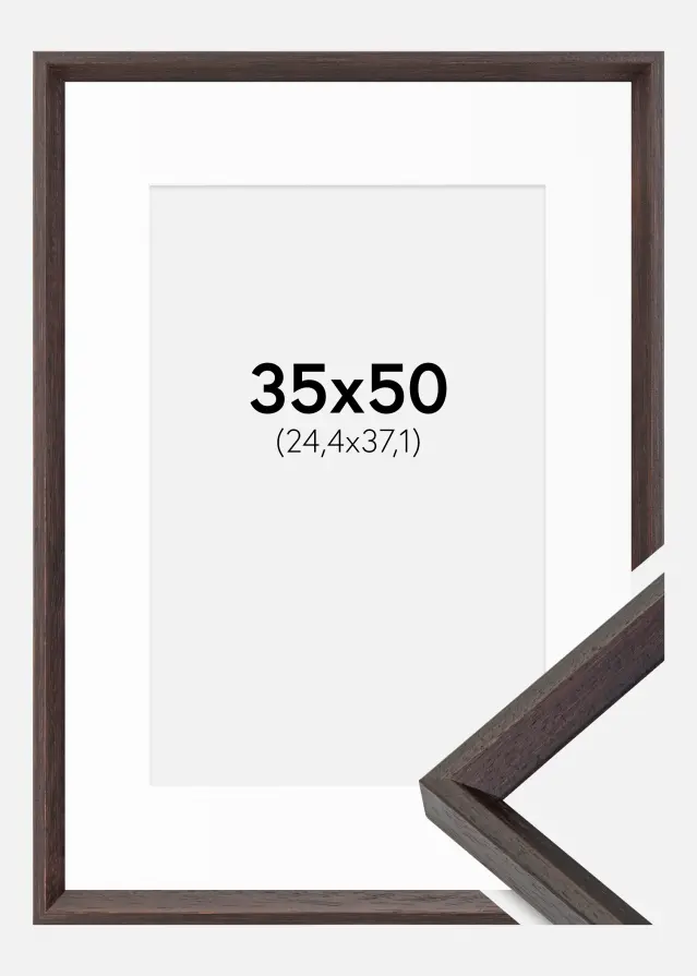 Ram med passepartou Frame Globe Espresso 35x50 cm - Picture Mount White 10x15 inches