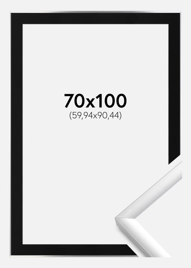 Ram med passepartou Frame New Lifestyle Silver 70x100 cm - Picture Mount Black 24x36 inches