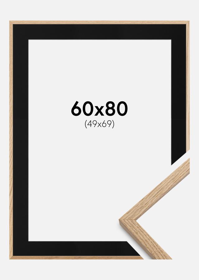 Ram med passepartou Frame Oslo Oak 60x80 cm - Picture Mount Black 50x70 cm