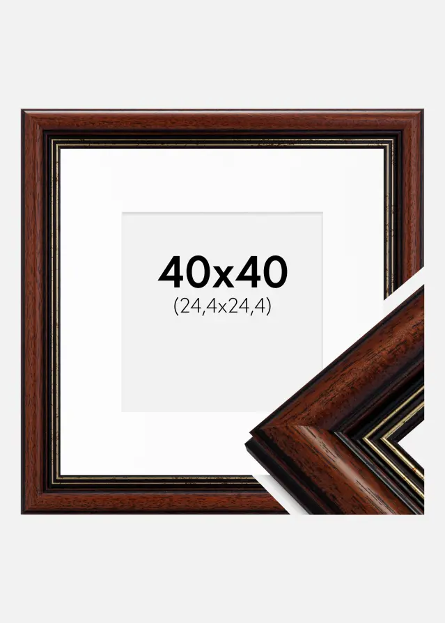 Ram med passepartou Frame Old Retro 40x40 cm - Picture Mount White 10x10 inches