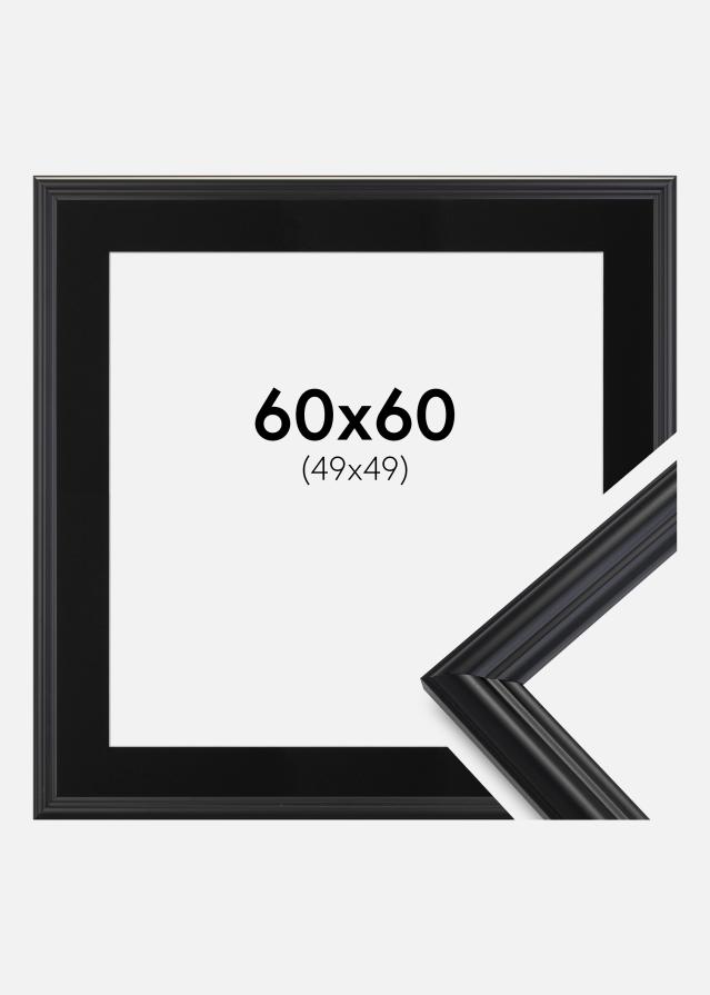 Ram med passepartou Frame Siljan Black 60x60 cm - Picture Mount Black 50x50 cm