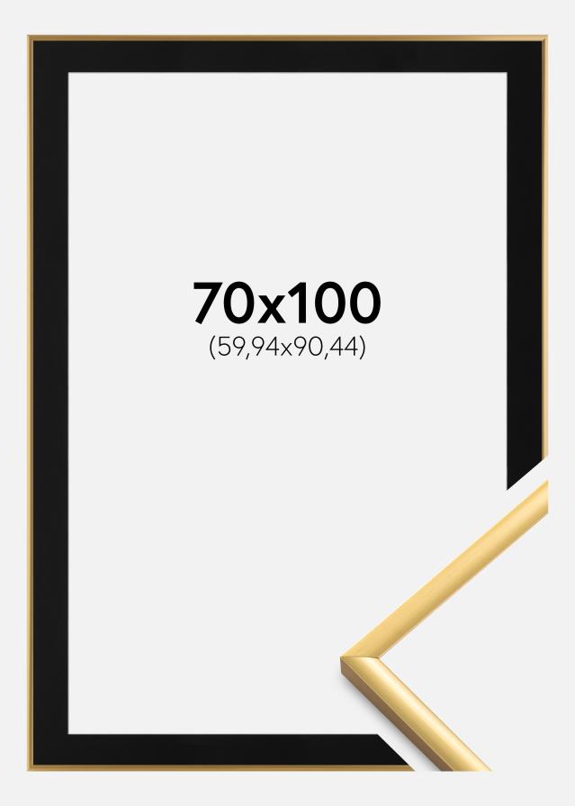 Ram med passepartou Frame New Lifestyle Shiny Gold 70x100 cm - Picture Mount Black 24x36 inches