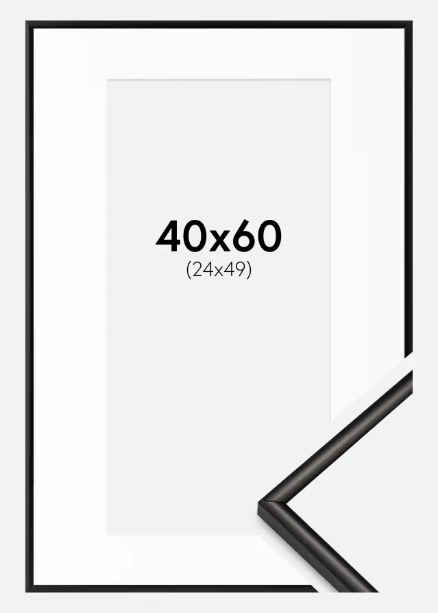 Ram med passepartou Frame Scandi Matt Black 40x60 cm - Picture Mount White 25x50 cm