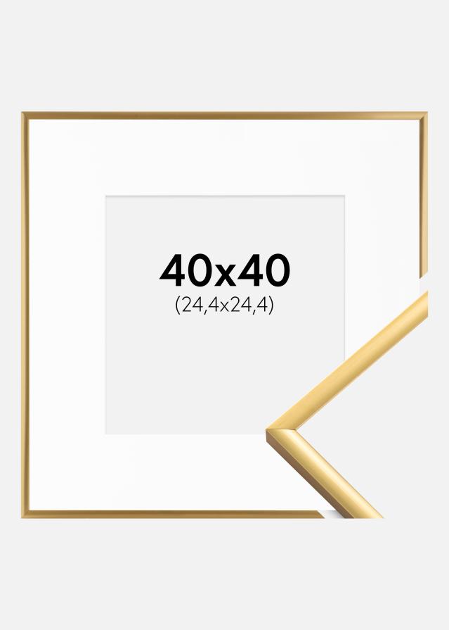 Ram med passepartou Frame New Lifestyle Shiny Gold 40x40 cm - Picture Mount White 10x10 inches