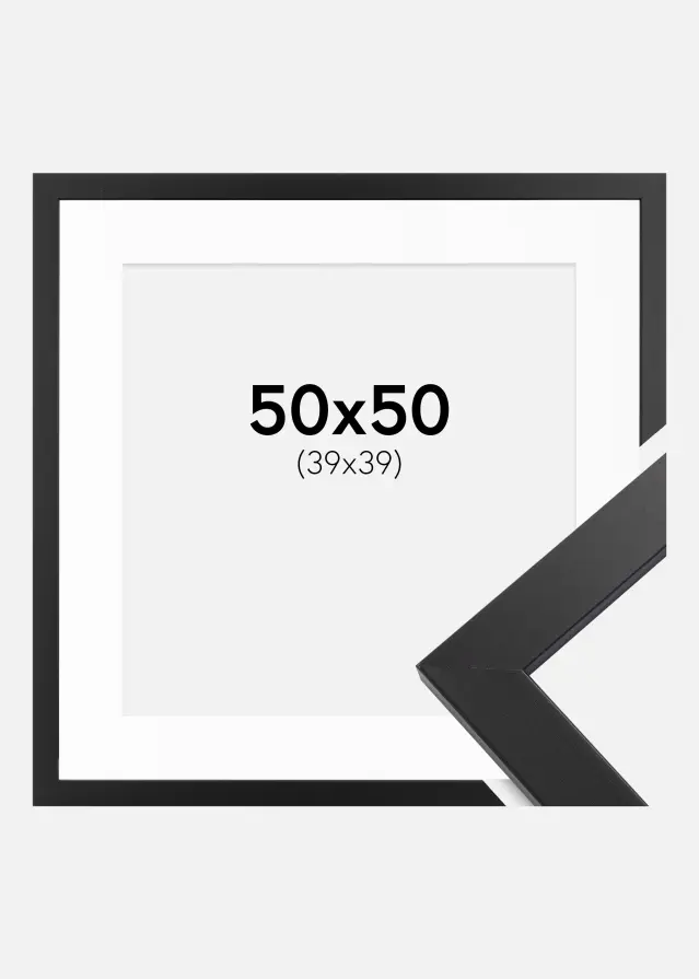 Ram med passepartou Frame Black Wood 50x50 cm - Picture Mount White 40x40 cm