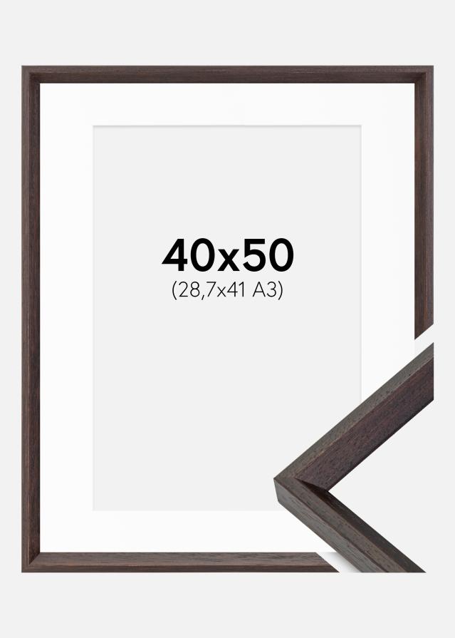 Ram med passepartou Frame Globe Espresso 40x50 cm - Picture Mount White 29,7x42 cm (A3)