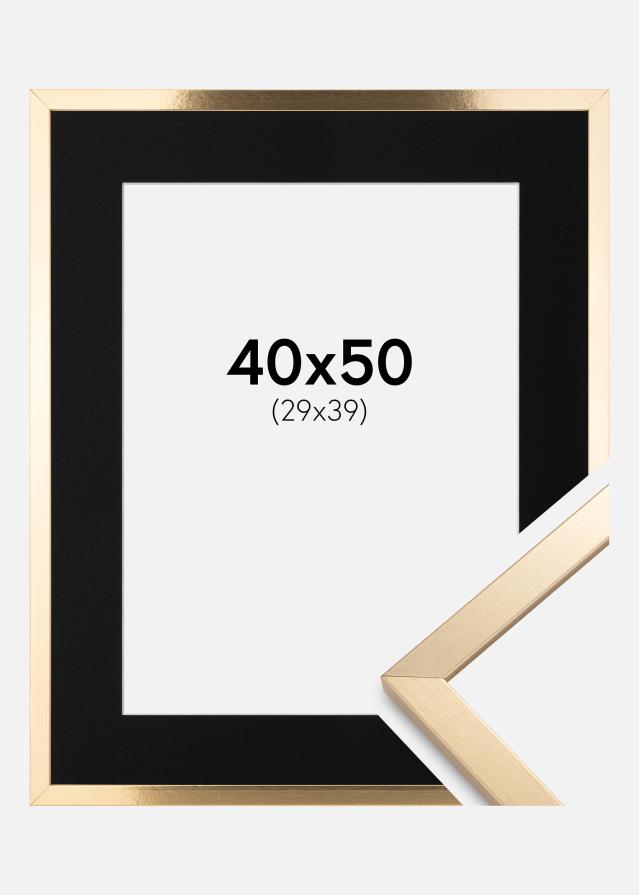 Ram med passepartou Frame Trendy Gold 40x50 cm - Picture Mount Black 30x40 cm