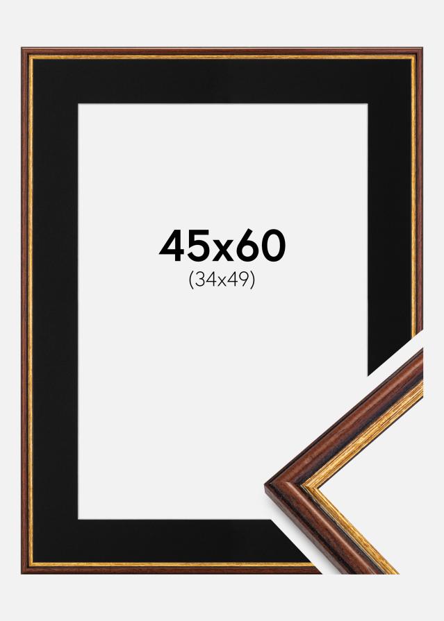 Ram med passepartou Frame Horndal Brown 45x60 cm - Picture Mount Black 35x50 cm