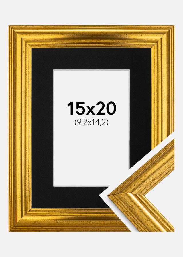 Ram med passepartou Frame Västkusten Gold 15x20 cm - Picture Mount Black 4x6 inches