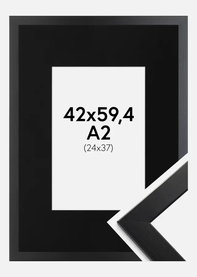 Ram med passepartou Frame Trendline Black 42x59.4 cm (A2) - Picture Mount Black 25x38 cm