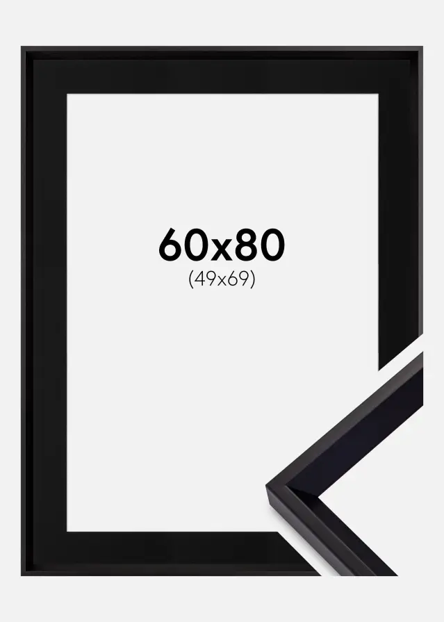 Ram med passepartou Frame Globe Black 60x80 cm - Picture Mount Black 50x70 cm