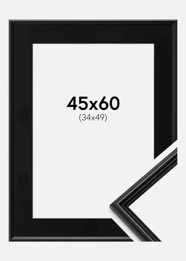 Ram med passepartou Frame Horndal Black 45x60 cm - Picture Mount Black 35x50 cm