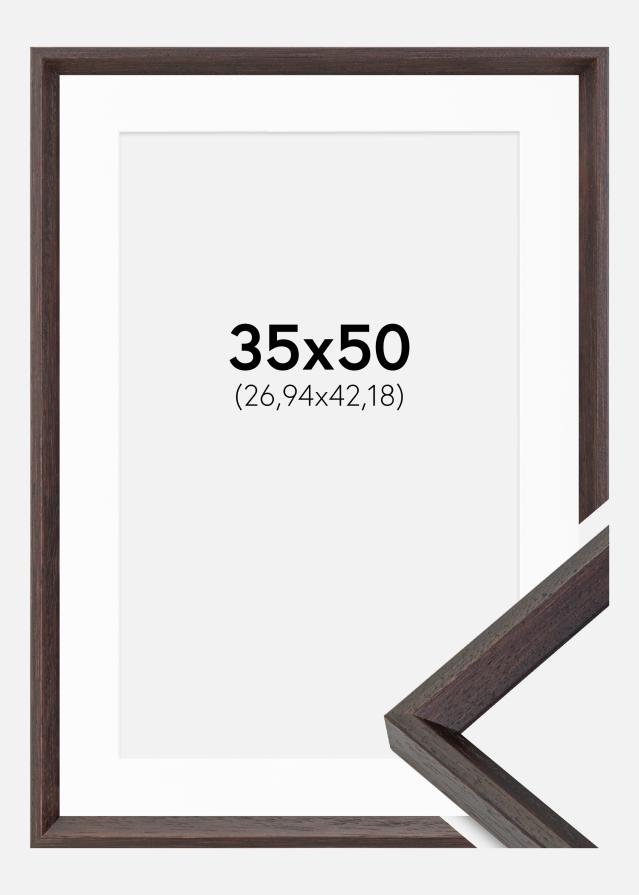 Ram med passepartou Frame Globe Espresso 35x50 cm - Picture Mount White 11x17 inches