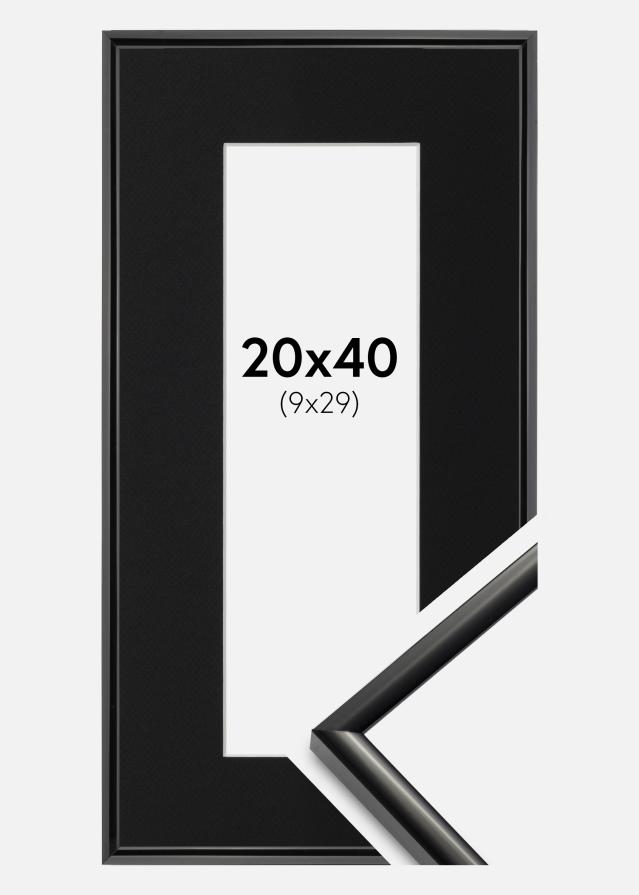 Ram med passepartou Frame New Lifestyle Black 20x40 cm - Picture Mount Black 10x30 cm
