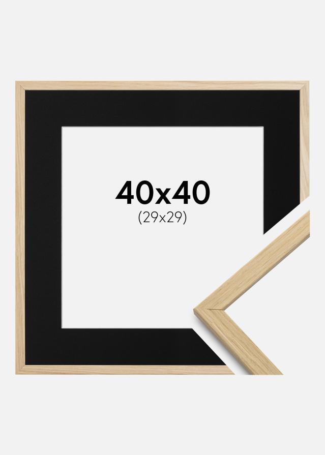 Ram med passepartou Frame Edsbyn Oak 40x40 cm - Picture Mount Black 30x30 cm