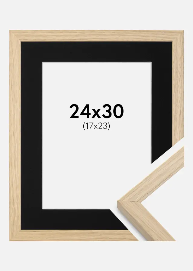Ram med passepartou Frame Grimsåker Oak 24x30 cm - Picture Mount Black 18x24 cm