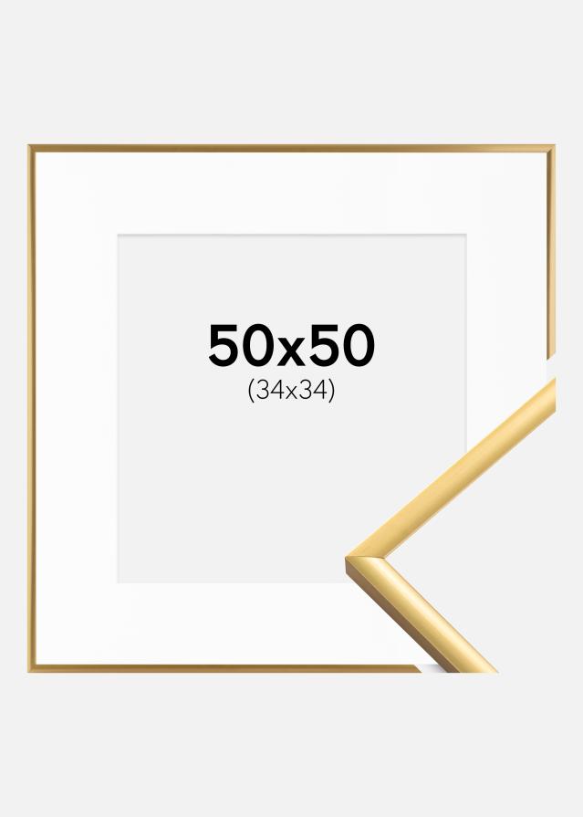 Ram med passepartou Frame New Lifestyle Shiny Gold 50x50 cm - Picture Mount White 35x35 cm