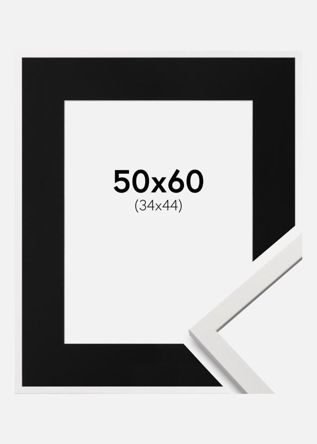 Ram med passepartou Frame Edsbyn White 50x60 cm - Picture Mount Black 35x45 cm