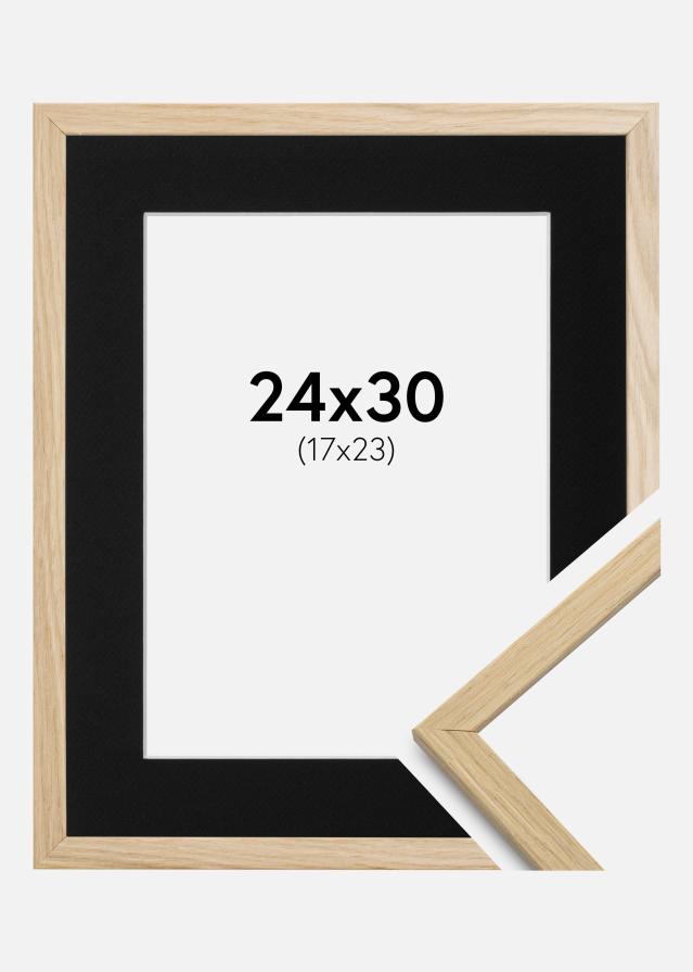 Ram med passepartou Frame Edsbyn Oak 24x30 cm - Picture Mount Black 18x24 cm