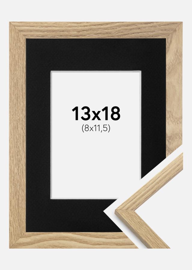 Ram med passepartou Frame Trendy Oak 13x18 cm - Picture Mount Black 9x12 cm