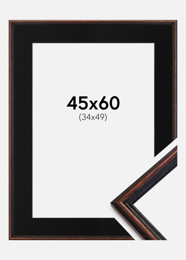 Ram med passepartou Frame Horndal Walnut 45x60 cm - Picture Mount Black 35x50 cm