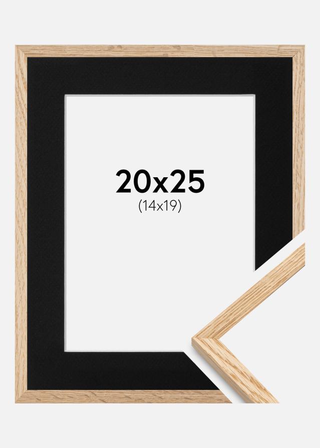 Ram med passepartou Frame Narrow Oak 20x25 cm - Picture Mount Black 15x20 cm