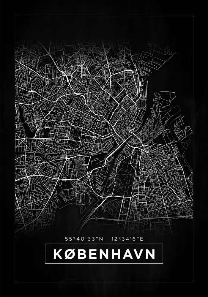 Bildverkstad Map - København - Black Poster