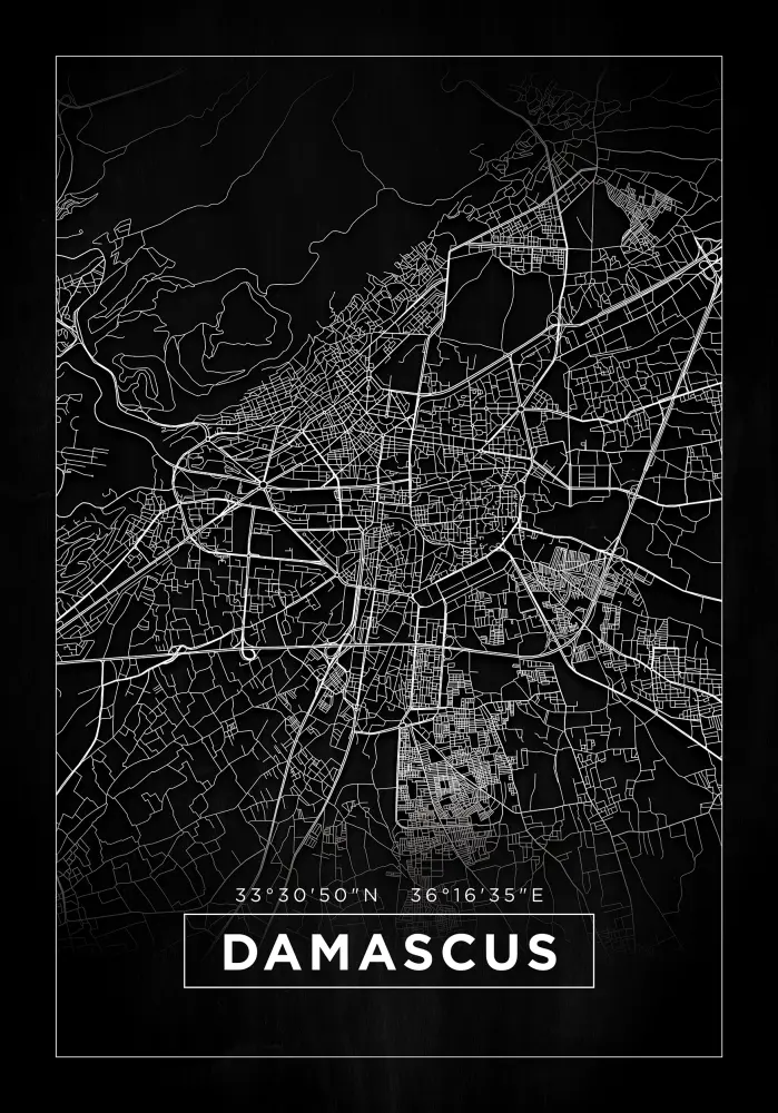 Bildverkstad Map - Damascus - Black Poster