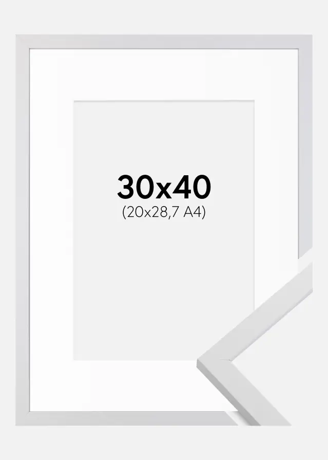 Ram med passepartou Frame Trendy White 30x40 cm - Picture Mount White 21x29.7 cm (A4)