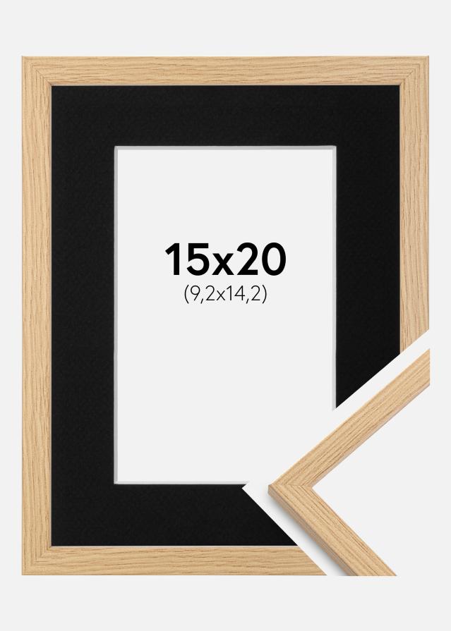 Ram med passepartou Frame Galant Oak 15x20 cm - Picture Mount Black 4x6 inches
