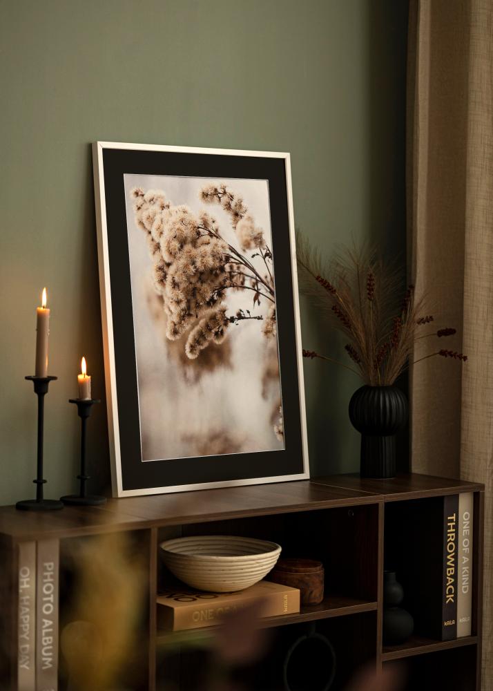 Ram med passepartou Frame E-Line White 30x40 cm - Picture Mount Black 21x29.7 cm (A4)