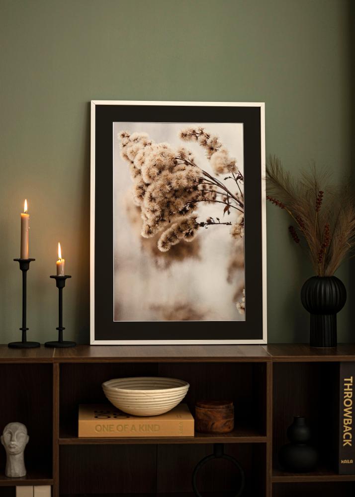 Ram med passepartou Frame E-Line White 30x40 cm - Picture Mount Black 21x29.7 cm (A4)