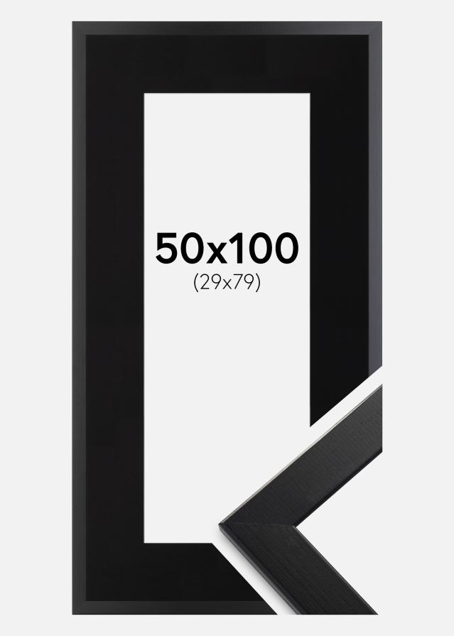 Ram med passepartou Frame Trendline Black 50x100 cm - Picture Mount Black 30x80 cm