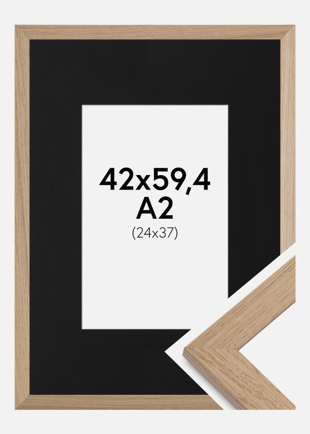 Ram med passepartou Frame Trendline Oak 42x59.4 cm (A2) - Picture Mount Black 25x38 cm