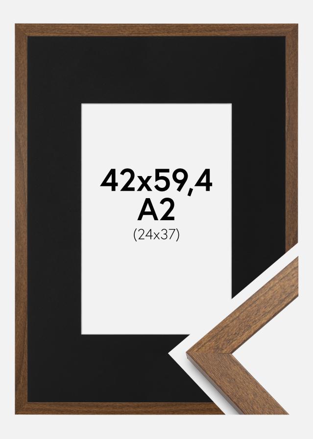 Ram med passepartou Frame Stilren Warm Brown 42x59.4 cm (A2) - Picture Mount Black 25x38 cm