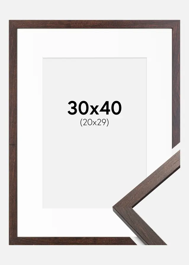 Ram med passepartou Frame Trendy Walnut 30x40 cm - Picture Mount White 21x30 cm