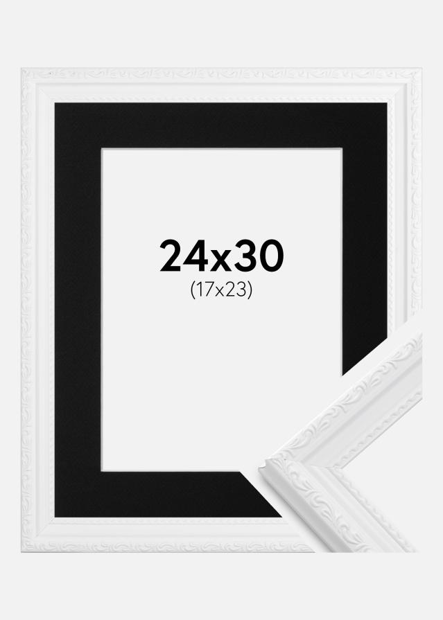 Ram med passepartou Frame Abisko White 24x30 cm - Picture Mount Black 18x24 cm